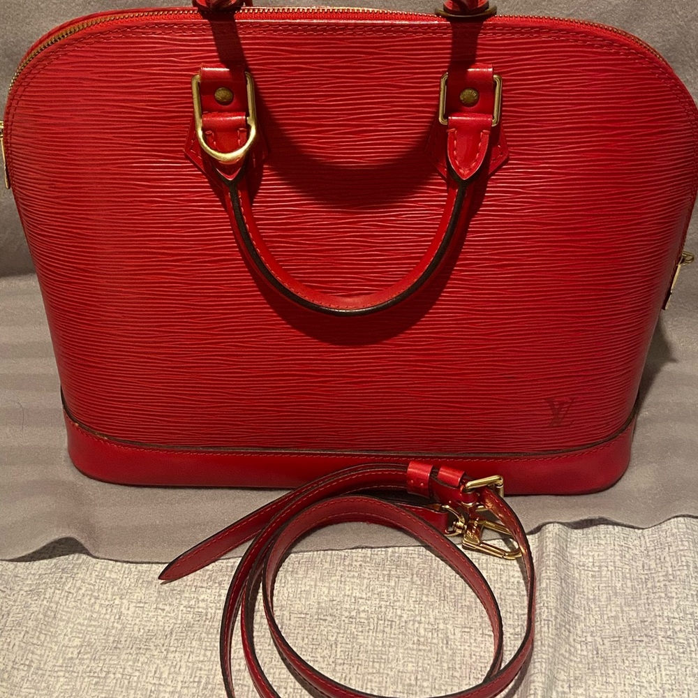 Authentic Louis Vuitton Red Epi Alma pm